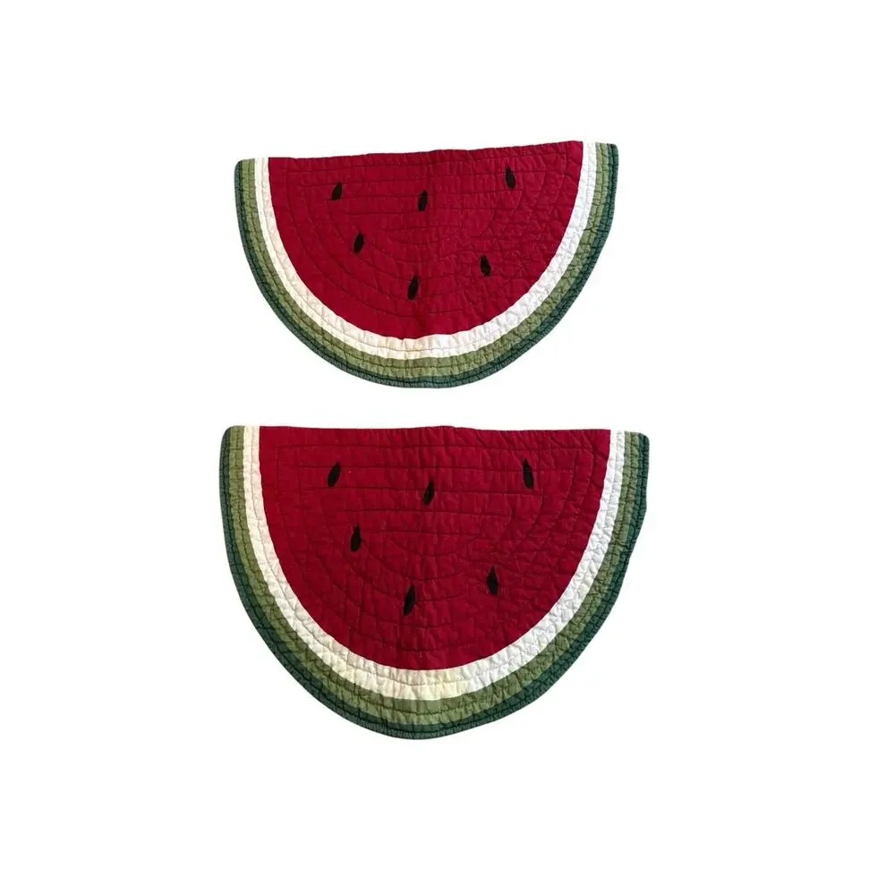 Watermelon Slice Quilted Placemats Set of 2 Cotton Summer Farmhouse Fruit Decor